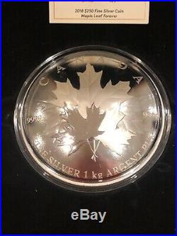 1 Kilo Silver Coin, Canada Maple Leaf 250 Dollars, 2018, 9999