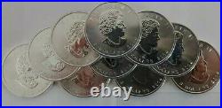 1 Ounce Silver Canadian Maple Leafs, Lot Of 20, 2014 and 2020
