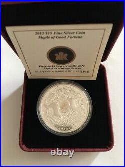 1 Oz Silver Coin 2012 $15 Canada Maple of Fortune Deer Chinese New Year Hologram