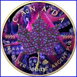 1 Oz Silver Coin 2022 Canada $5 Maple Leaf Seasons July Bejeweled Leaf Insert