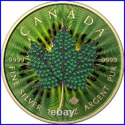 1 Oz Silver Coin 2022 Canada $5 Maple Leaf Seasons May Bejeweled Leaf Insert