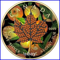 1 Oz Silver Coin 2022 Canada $5 Maple Seasons November Bejeweled Leaf Insert
