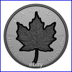 1 Oz Silver Super Incuse Maple Leaf Black Rhodium 20 CAD Canada 2023