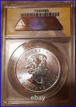 1 oz silver Canadian maple leaf coins 2022 rated MS69DCAM by ANACS