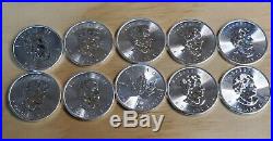 10 2014 1 oz Silver Canadian Maple Leaf Coins 10 Troy Ounces