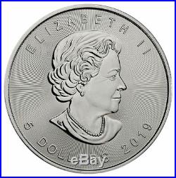 10 2019 Canadian Maple Leaf $5.00 Coins. 9999 Pure Silver BU- Protected