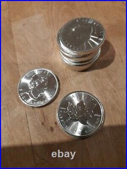 10 One Ounce Canadian Silver Maple 2019 Coins, uncirculated. 9999 bullion