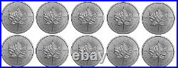 10 x 1 Oz Canadian Maple Silver Coin 2022, pure 999.9, New in free capsule