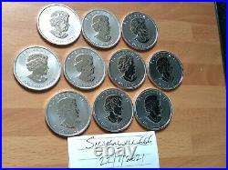 10 x 2011 Canadian 1 oz maple leaf 999.9 Silver Bullion Coins