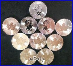10 x 2020 Canadian Maple Silver Coins BUNC 1 oz. Solid Silver