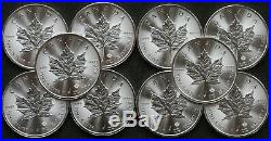 10x 2019 1 oz Canadian Silver Maple Silver Bullion Coins IN SLEEVES