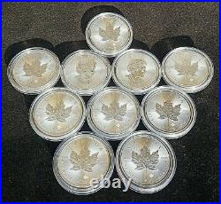 10x 2020 Uncirculated 1oz. 9999 Maple Leaf Silver Bullion Privy coin in capsule
