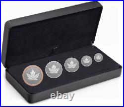 15 Dollar 5-Coin Fractional Set 35 Years Silver Maple Leaf Canada Silver 2023