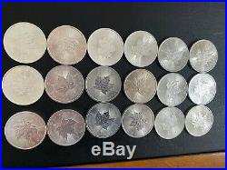 18 x 1oz 2014 Canadian silver Maple leaf coin / bullion Immediate shipment