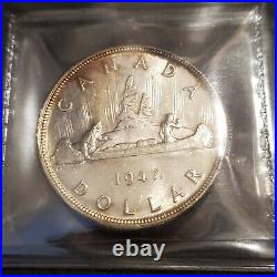 1947 Canada $1 Silver Dollar Maple Leaf Double HP Prof Graded MS63