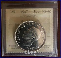 1947 Canada Silver Dollar Maple Leaf MS63