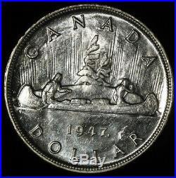 1947 Canadian Silver Dollar Maple Leaf variety