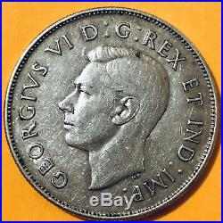 1947 ML Canada, Maple Leaf, 50 Cents /Half Dollar, Silver Coin, Canadian Antique