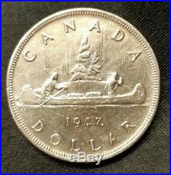 1947 Maple Leaf Canada George VI Silver Dollar Key Date 21,135 Minted Very Nice