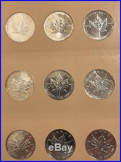1988-2010 Canadian Silver Maple 24 Coin Set 1 Oz. 999 Pure Bullion Dansco