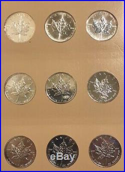1988-2010 Canadian Silver Maple 24 Coin Set 1 Oz. 999 Pure Bullion Dansco