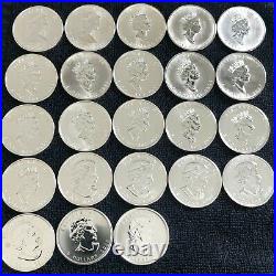 1988-2019 Canada Maple Leaf 23 BU Silver 1 Oz Coin Set w Dansco Album #21F