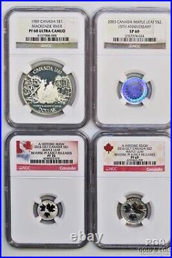 1989 2003 2016 Canada $1 $2 Silver Maple Leaf NGC PF70 69 SP69 Proof Coins 20515