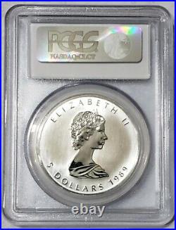 1989 $5 Canada MAPLE LEAF PCGS MS69 Queen Elizabeth II 1 Oz Silver Coin
