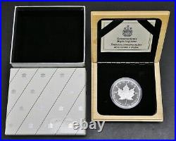 1989 Proof Issue $5 Canada Maple 1 oz. 9999 Fine Silver Coin In Wood Box with COA