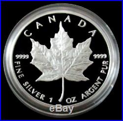 1989 SILVER CANADA 1oz PROOF $5 MAPLE LEAF 10 YEAR ANNIVERSARY BOX & COA