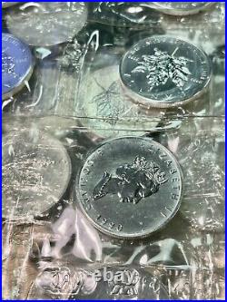 1990 1 oz. 9999 Canada Silver Maple Leaf 10 Coin Sheet, Brilliant Uncirculated