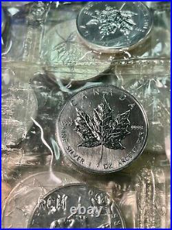 1990 1 oz. 9999 Canada Silver Maple Leaf 10 Coin Sheet, Brilliant Uncirculated