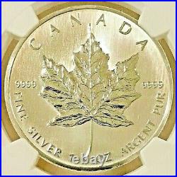 1990 $5 Canada Silver Maple Ngc Ms-69
