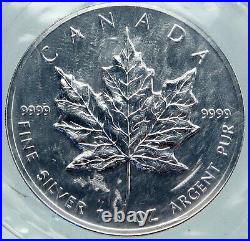 1990 CANADA UK Queen Elizabeth II MAPLE LEAF 1OZ Prooflike Silver $5 Coin i86931