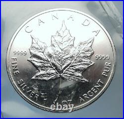 1991 CANADA Authentic Silver 1oz Coin UK Queen Elizabeth II & MAPLE LEAF i70903