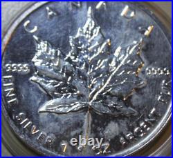 1992 Canada-Canada Maple Leaf Dollar 5 Silver 1 Oz F#5517 ST-BU in Capsule