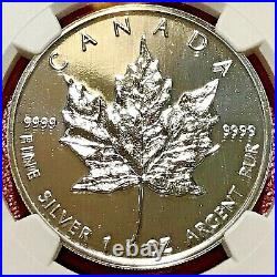 1993 $5 Canada Silver Maple Leaf Ngc Ms-69