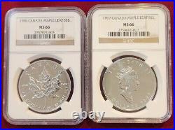 1996 & 1997 Canada Maple Leaf 1 oz NGC CERTIFIED MS 66