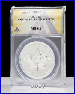 1996 MS 67 ANACS CANADA Silver Maple Leaf Coin Low Mintage Key Date MS67