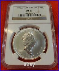 1997 CANADA MAPLE LEAF 1.0 oz. 9999 Silver coin NGC Certified MS 67