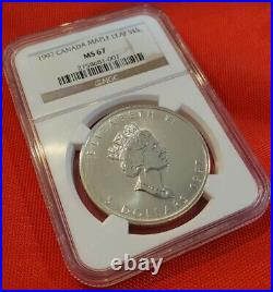 1997 CANADA MAPLE LEAF 1.0 oz. 9999 Silver coin NGC Certified MS 67