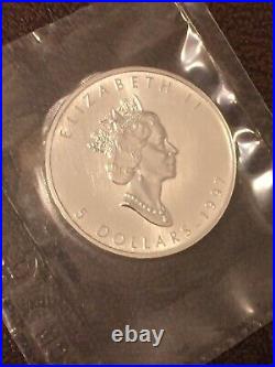 1997 Canada Silver Maple Leaf 5 DOLLAR 1 Oz KEY DATE Lowest Mintage Sealed RCM