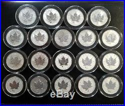 1998-2018 Canada Maple Leaf Lunar Privy Collection 19 BU Silver 1 Oz Coins Set