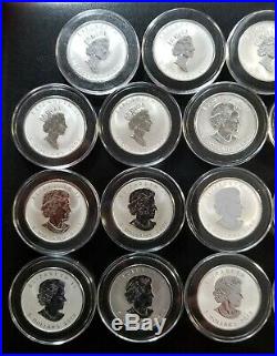 1998-2018 Canada Maple Leaf Lunar Privy Collection 19 BU Silver 1 Oz Coins Set