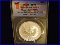 1998 $5 Canadian Maple Leaf ANACS SP 70