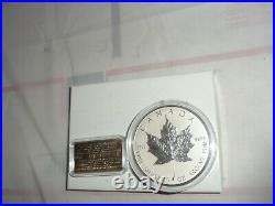 1998 CANADA $50 10 Oz. 9999 SILVER COIN 10th Anniversary Maple Leaf with. 925 COA
