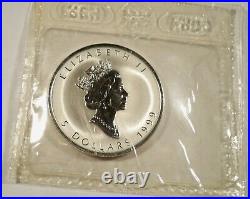 1999 CANADA $5 SILVER MAPLE LEAF RABBIT PRIVY MARK w COA 1 OZ COIN REVERSE PROOF