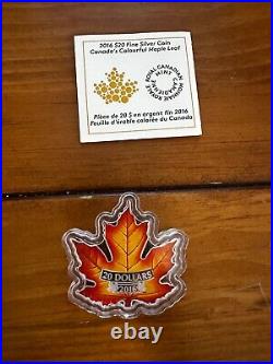 20$ 2015 Silver Maple Leaf & 2016 Colored Maple Leaf Proof 1 oz Pure Silver Coin