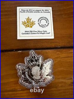 20$ 2015 Silver Maple Leaf & 2016 Colored Maple Leaf Proof 1 oz Pure Silver Coin