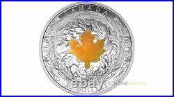 20$ Dollar Majestic Maple Leaf Canada Drusy Stone Quartz 2015 Pf 1 OZ Silver